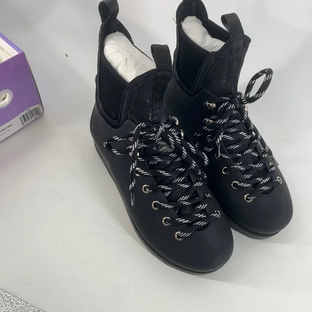 Jeffrey Campbell Barometric Black Matte Boots‎ Lace Up Platform Ankle Size 7 NEW